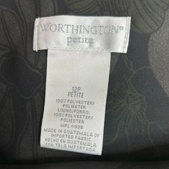 Vintage 90s Worthington Petite Floral Print flower Skirt Green black size 12P - Picture 2 of 7